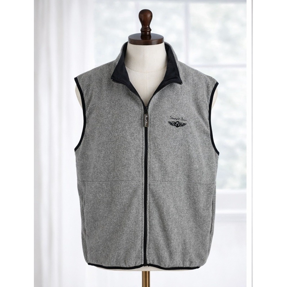 Straight Down Polartec Golf Vest‎ Fleece Heather Gray Logo Full Zip USA Size XL